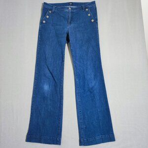 GAP jeans wide leg women's size 30 indigo blue snap button pockets closer